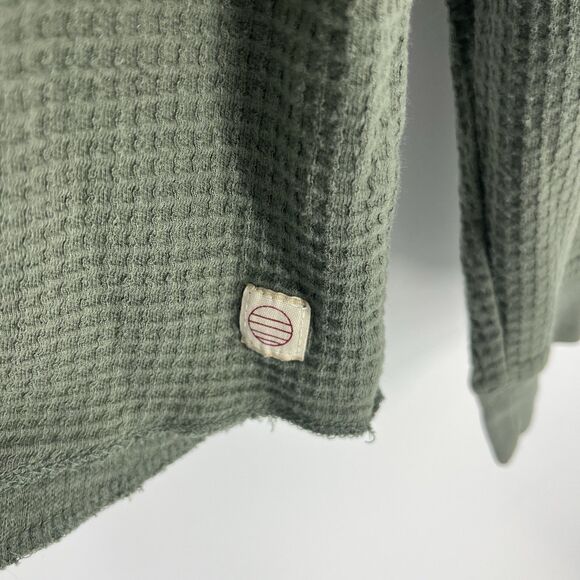 Marine Layer Shirt Size Medium Mens Green Thermal Waffle Knit Pocket Crew Neck - Picture 4 of 8